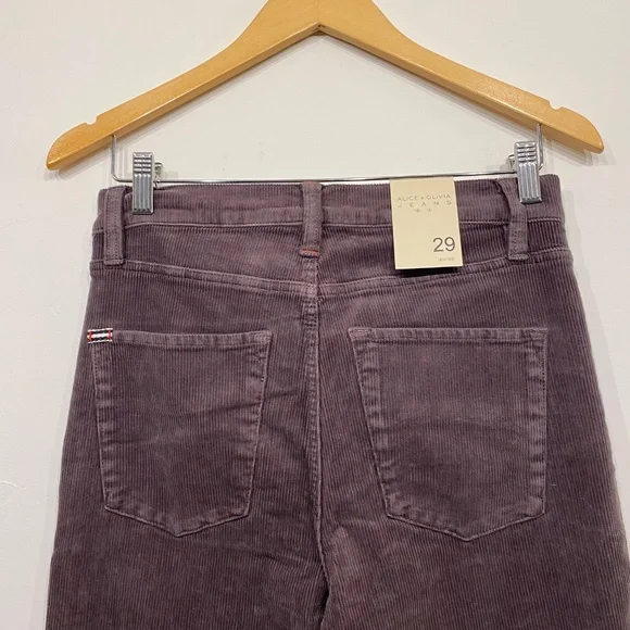 NWT Alice + Olivia 'Beautiful' High Rise Bell Charcoal Corduroy Jeans Size 29 - Picture 6 of 6